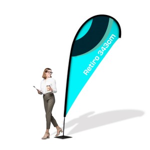 Werbefahne RETIRO 3,43 m mit tränenförmigem Aufdruck Winder Beachflag Firmenwerbefahne