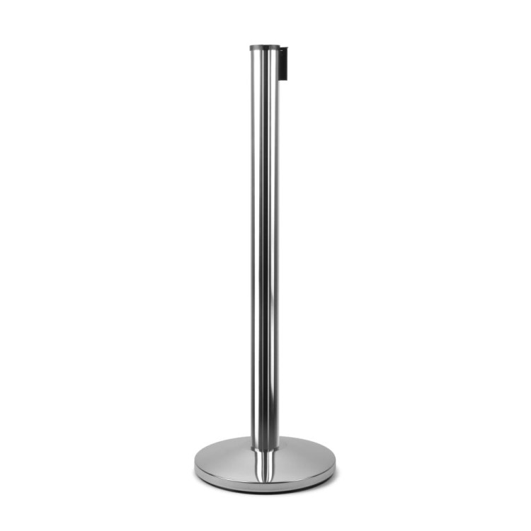 Słupek z taśmą zwijaną 270 cm J-EXTBE - Chrom z zieloną taśmą - Słupek odgradzający hotelowy słupek z taśmą zwijaną do Hotelu do Restauracji do strefy VIP