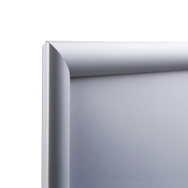 Ramka zatrzaskowa KRAST A1 (59,4 x 84,1 cm) aluminiowa srebrna z ostrym prostym narożnikiem rama ramka plakatowa OWZ ścienna na plakat na zdjęcia profil 25 mm