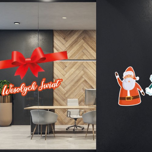 Świąteczna bezbarwna naklejka reklamowa  na szybę 50 x 50 cm