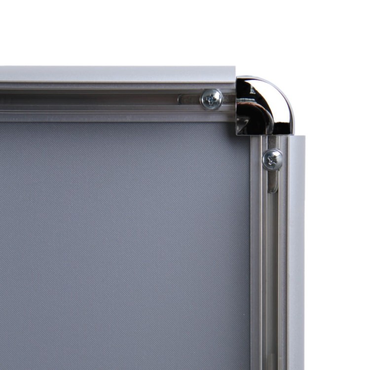 Ramka zatrzaskowa KRAST A2 (42,0 x 59,4 cm) aluminiowa srebrna z zaokrąglonym narożnikiem rama ramka plakatowa OWZ ścienna na plakat na zdjęcia profil 25 mm