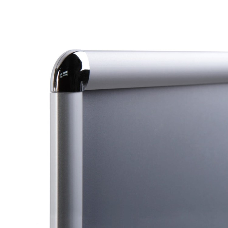 Ramka zatrzaskowa KRAST A1 (59,4 x 84,1 cm) aluminiowa srebrna z zaokrąglonym narożnikiem rama ramka plakatowa OWZ ścienna na plakat na zdjęcia profil 25 mm