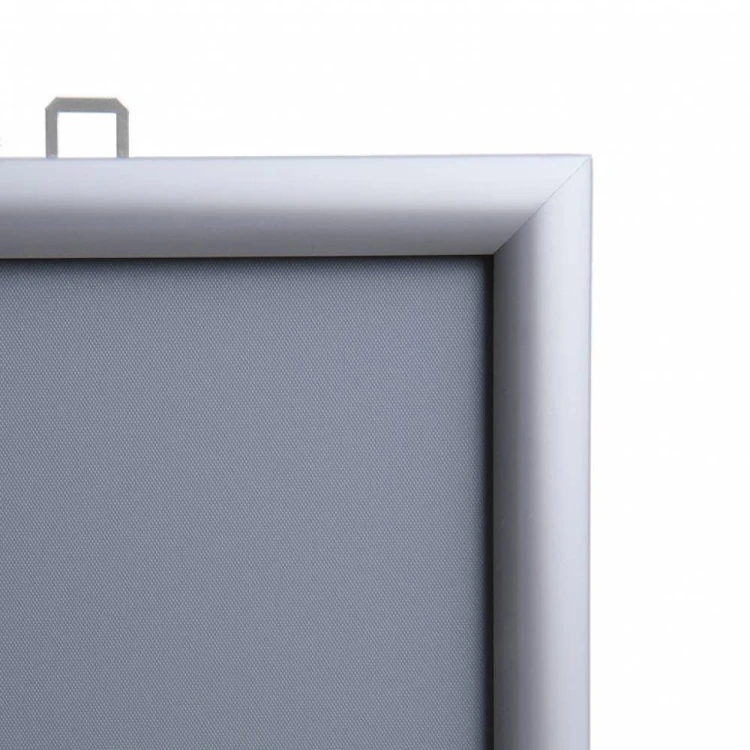 Ramka zatrzaskowa KRAST B1 (70,0 x 100,0 cm) aluminiowa srebrna dwustronna z ostrym prostym narożnikiem rama ramka plakatowa OWZ na plakat na zdjęcia profil 25 mm