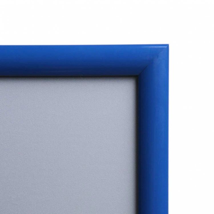 Ramka zatrzaskowa KRAST A2 (42,0 x 59,4 cm) aluminiowa niebieska z ostrym prostym narożnikiem rama ramka plakatowa OWZ ścienna na plakat na zdjęcia profil 25 mm