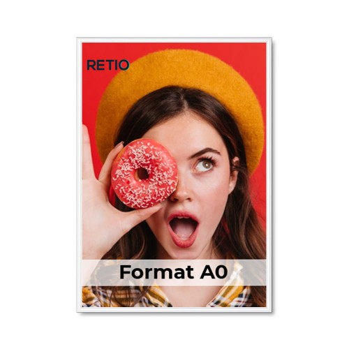 Ramka zatrzaskowa KRAST A0 (84,1 x 118,9 cm) aluminiowa biała z ostrym prostym narożnikiem rama ramka plakatowa OWZ ścienna na plakat na zdjęcia profil 25 mm