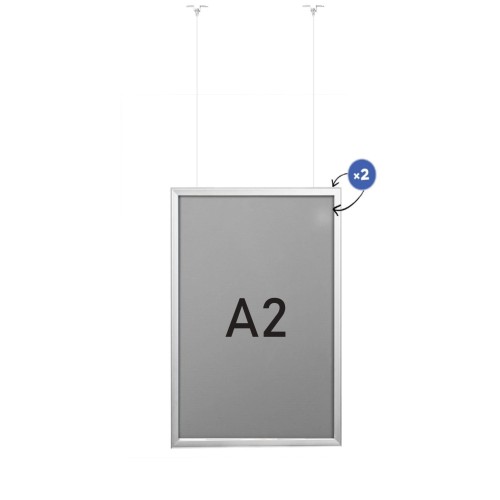 Abgehängter Deckenrahmen für Foto oder Poster im Format A2 + Verbindungen und Befestigungen.