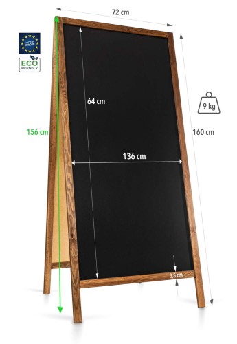Potykacz drewniany dwustronny, rysunek techniczny z wymiarami
