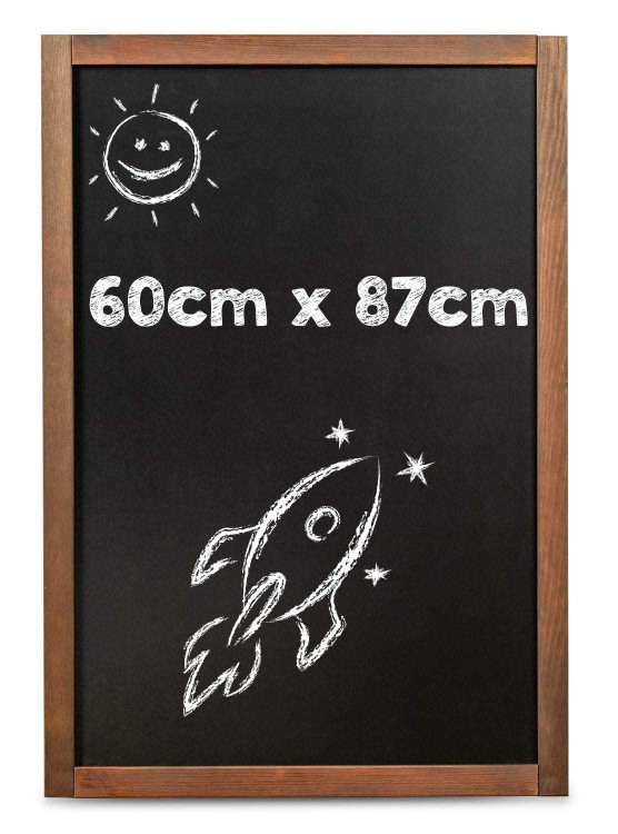 Vertikale Ausrichtung - FOREST Kreidetafel 60 x 87 cm Holzkreidetafel mit schwarzer Oberfläche zum Schreiben mit Kreidemarkern - Visualisierung mit Beschriftung