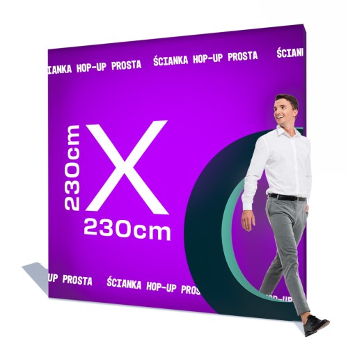 Ścianka reklamowa Hop-Up prosta 2,3 x 2,3 m z wydrukiem jednostronnym