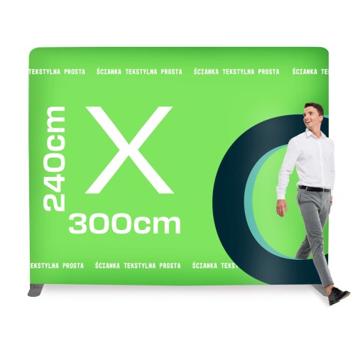 Ścianka Reklamowa Tekstylna Prosta 300 x 240 cm - ścianka wystawiennicza targowa prasowa