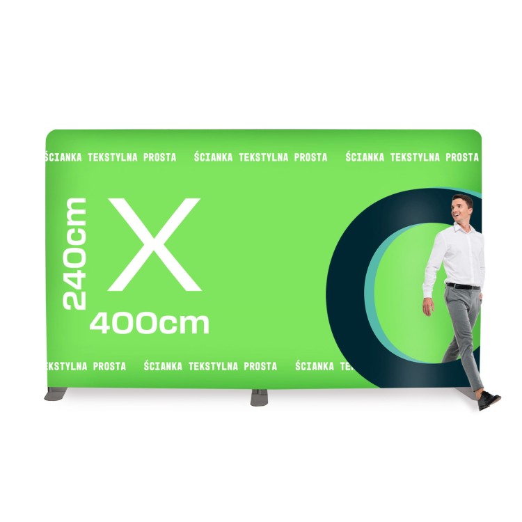 Ścianka Reklamowa Tekstylna Prosta 400 x 240 cm - ścianka wystawiennicza targowa prasowa