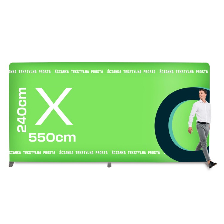 Ścianka Reklamowa Tekstylna Prosta 550 x 240 cm - ścianka wystawiennicza targowa prasowa