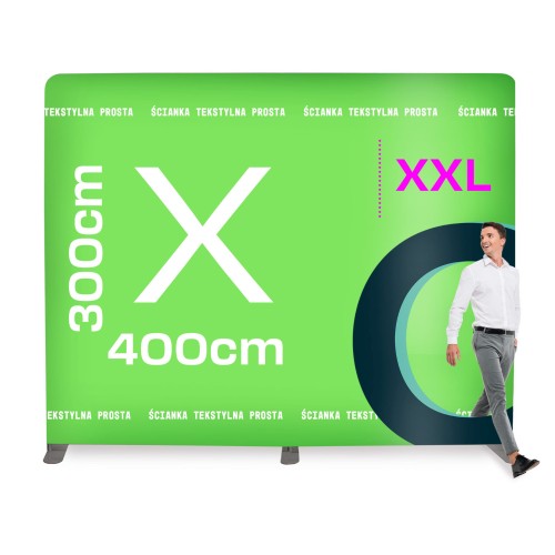 Ścianka Reklamowa Tekstylna Prosta 400 x 300 cm - ścianka wystawiennicza targowa prasowa
