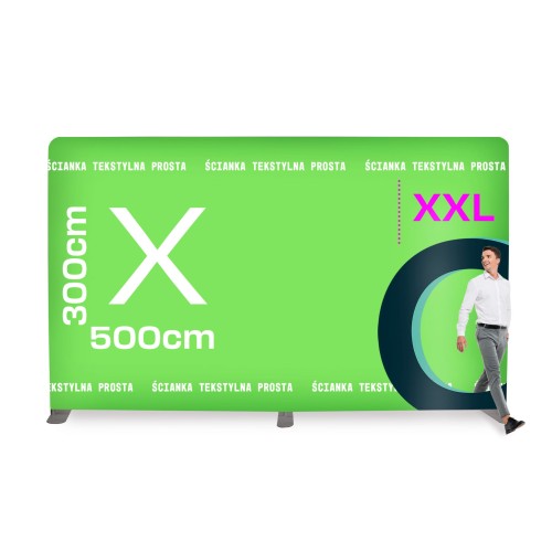 Ścianka Reklamowa Tekstylna Prosta 500 x 300 cm - ścianka wystawiennicza targowa prasowa