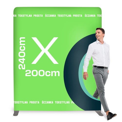 Ścianka Reklamowa Tekstylna Prosta 200 x 240 cm - ścianka wystawiennicza targowa prasowa