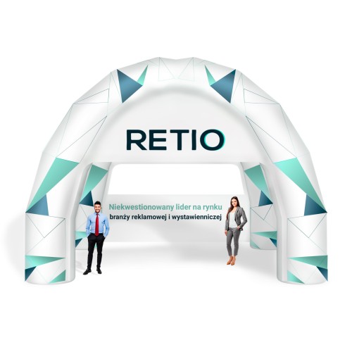 Namiot pająk nadmuchiwany, pneumatyczny 6x6 m z nadrukiem indywidualnym 4-nożny