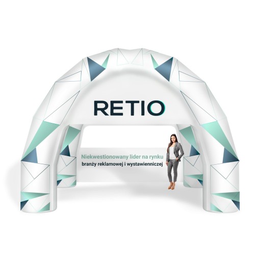 Namiot pająk nadmuchiwany, pneumatyczny 5x5 m z nadrukiem indywidualnym 4-nożny