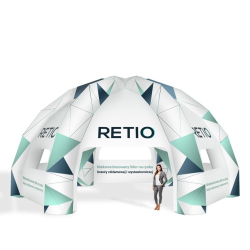 Namiot pająk nadmuchiwany, pneumatyczny 8,5x7,5 m z nadrukiem indywidualnym 6-nożny