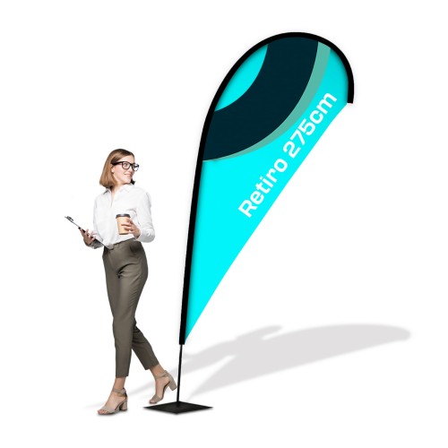 Flaga reklamowa RETIRO 2,75m z wydrukiem kształt ŁEZKA Winder Beachflag Firmowa flaga reklamowa