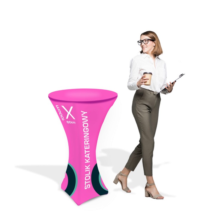 Stół stolik cateringowy koktajlowy okrągły recepcyjny stolik eventowy z pokrowcem możliwość nadruku