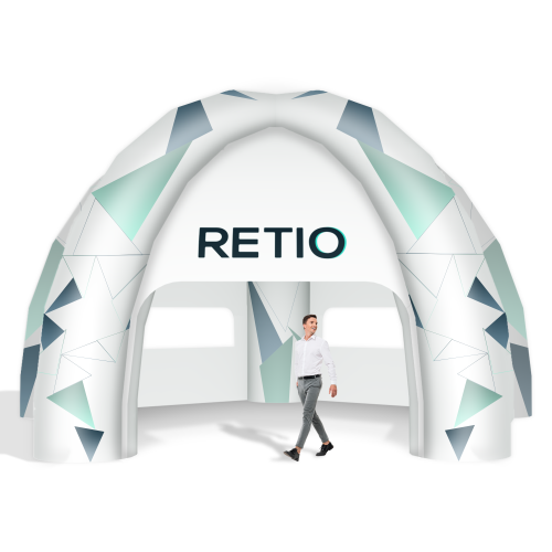 Namiot pająk nadmuchiwany, pneumatyczny ø7,5 m z nadrukiem indywidualnym 5-nożny