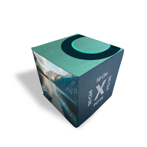 Pufa kostka reklamowa 50cm na zewnątrz z nadrukiem