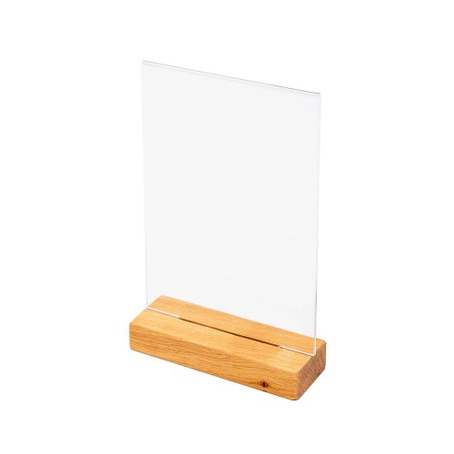 Stojak informacyjny na menu A5 z drewnianą podstawą typu T dwustronny przeglądarka ekspozytor do postawienia na stół stojak na menu na informację na ulotkę na plakat