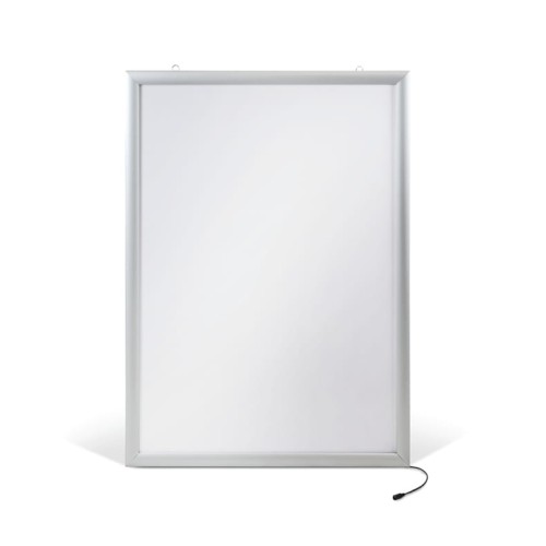 Podświetlana ramka LED A1 (59,4 x 84,1 cm) aluminiowa srebrna z prostym narożnikiem rama ramka plakatowa OWZ ścienna na plakat na zdjęcia profil 30 mm