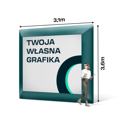 Ścianka Reklamowa Airwall Nadmuchiwana Zewnętrzna 360 x 310cm - Ekran pneumatyczny z nadrukiem indywidualnym -  wymiary