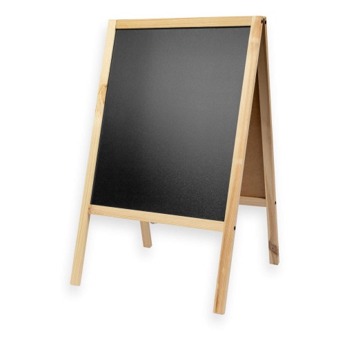 Dwustronny drewniany potykacz kredowy informacyjny (60 x 100 cm) do pisania stojąca tablica - naturalny