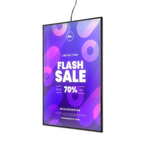 Podświetlana ramka LED A1 (59,4 x 84,1 cm) aluminiowa czarna z zaokrąglonym narożnikiem rama ramka plakatowa wsuwana ścienna na plakat na zdjęcia profil 5 mm