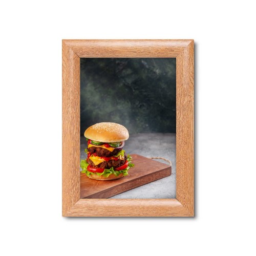 Ramka zatrzaskowa A5 (14,8 x 21 cm) aluminiowa w kolorze drewna z ostrym narożnikiem rama ramka plakatowa OWZ ścienna na plakat na zdjęcia profil 25 mm