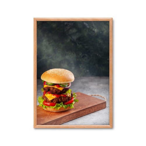 Ramka zatrzaskowa A2 (42 x 59,4 cm) aluminiowa w kolorze drewna z ostrym narożnikiem rama ramka plakatowa OWZ ścienna na plakat na zdjęcia profil 25 mm