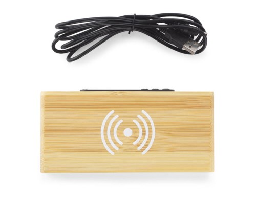 Zegar na biurko z ładowarką indukcyjną INDUCTO brązowy