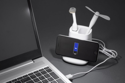 Przybornik z ładowarką indukcyjną (5W) BERGO II biały