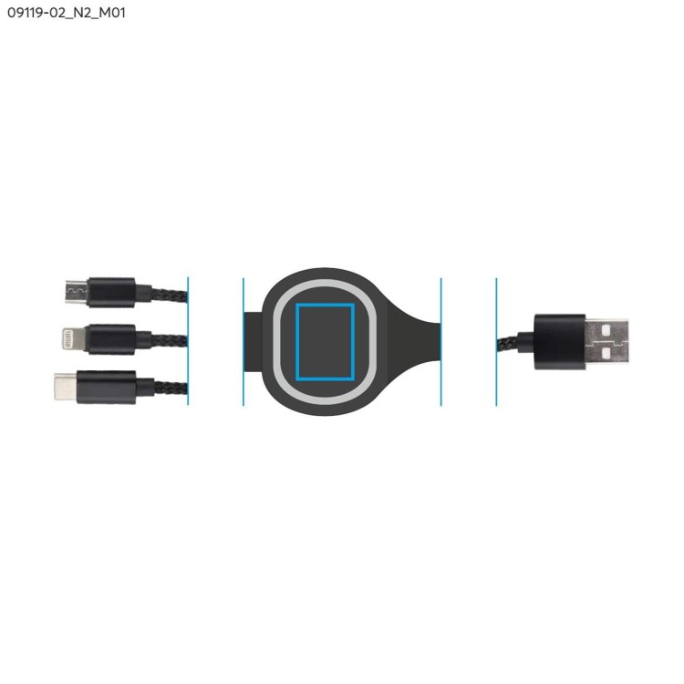 Kabel USB 3 w 1 LUX czarny