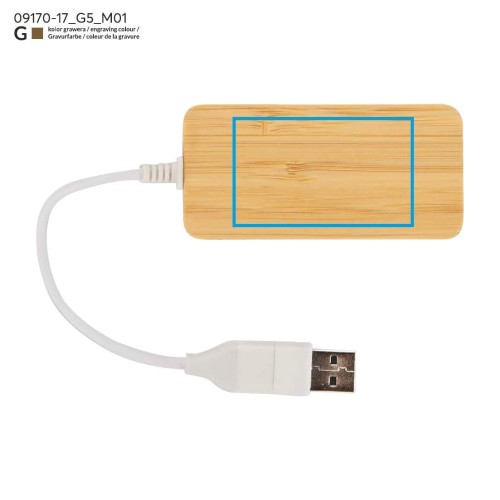 Rozdzielacz bambusowy HUB USB z wymienną wtyczką - RIVO beżowy (naturalny)