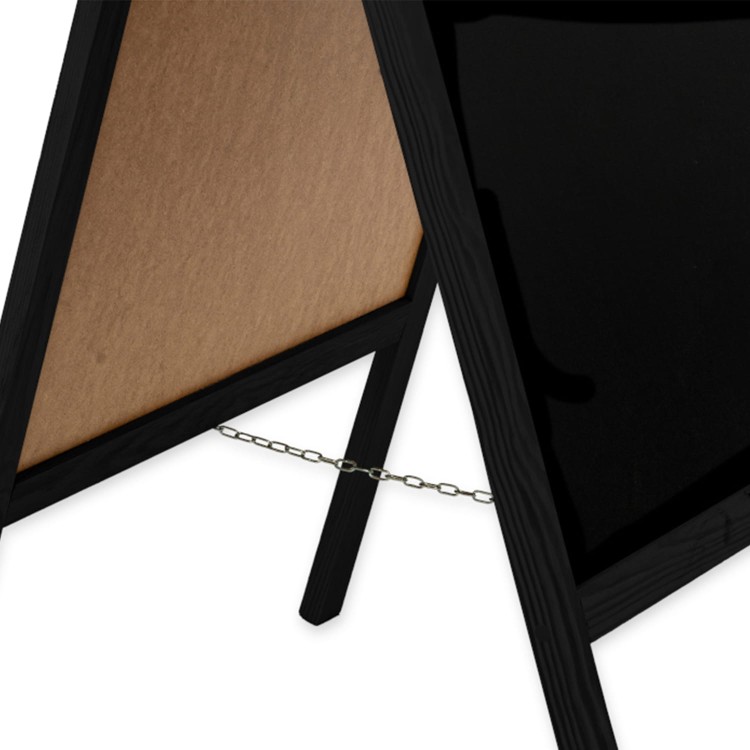 Dwustronny drewniany potykacz kredowy (61 x 118 cm) - czarny potykacz reklamowy