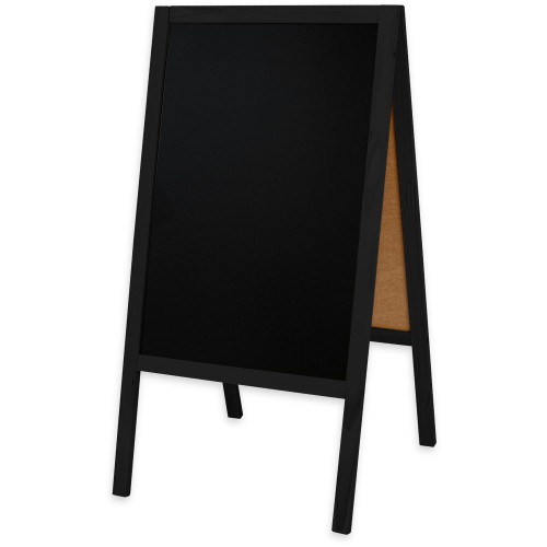 Dwustronny drewniany potykacz kredowy (60 x 100 cm) - czarny potykacz reklamowy