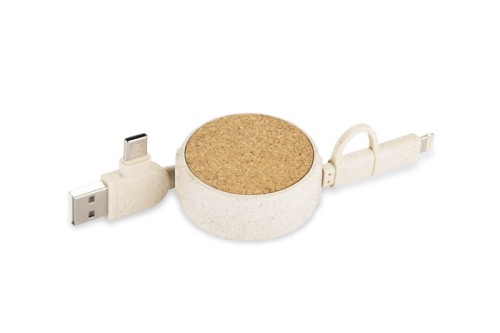 Kabel do ładowania SLOPI beżowy (naturalny) z logo