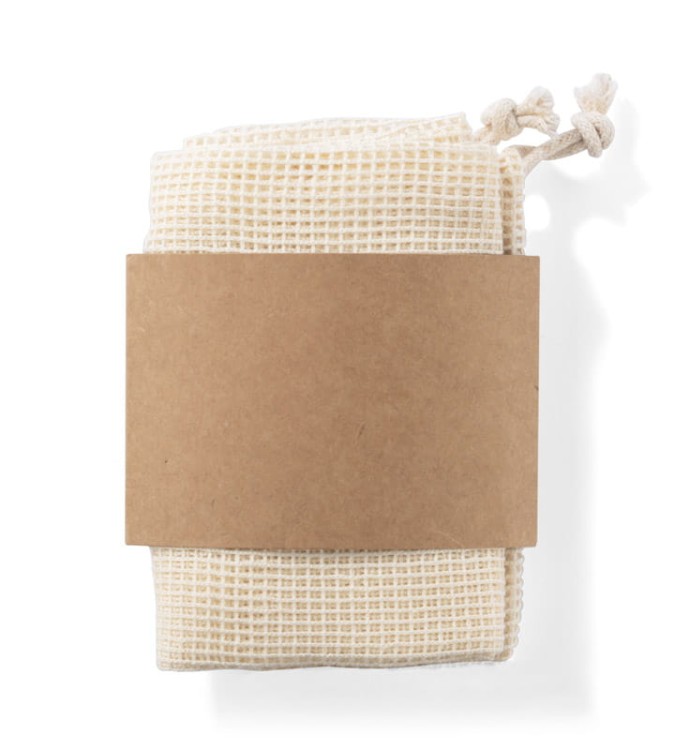 Zestaw worków wielorazowych GREENS beżowy (naturalny) z logo