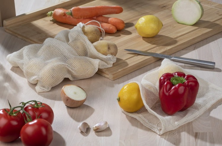 Zestaw worków wielorazowych GREENS beżowy (naturalny) z logo