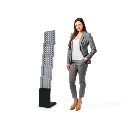 Jednostronny rozkładany stojak na ulotki 5xA4 z torbą - szary