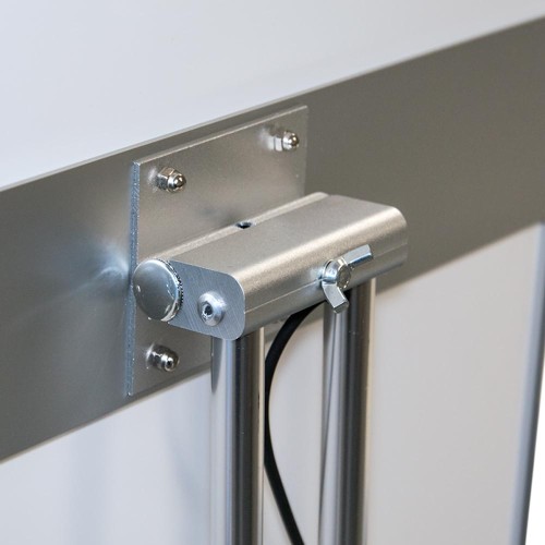 Stojak informacyjny regulowany z podświetlaną ramką OWZ w formacie A2 (420x297 mm) - srebrny