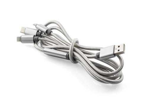 Kabel USB 3 w 1 TALA srebrny z logo
