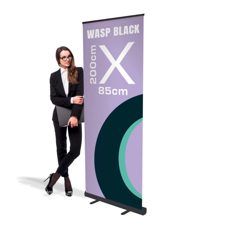 Rollup do Wasp Black 85 x 200 cm stojak reklamowy rozwijany z opcją wydruku