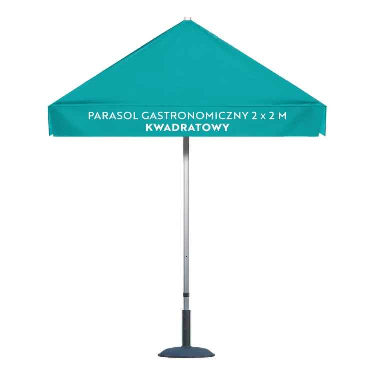 Parasol gastronomiczny 2x2 - kwadrat z indywidualnym nadrukiem ogrodowy barowy parasol restauracyjny piwny handlowy parasol hotelowy parasol reklamowy