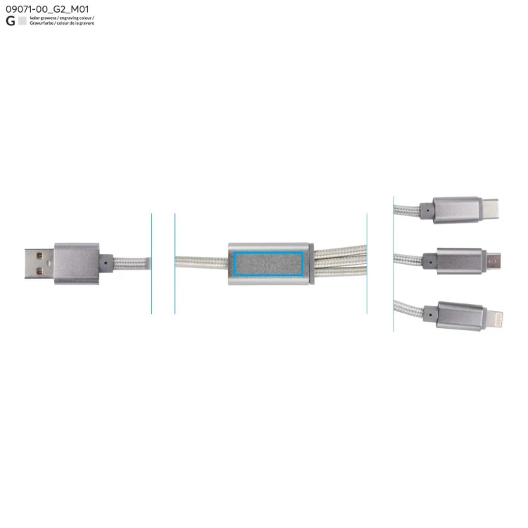 Kabel USB 3 w 1 TALA srebrny