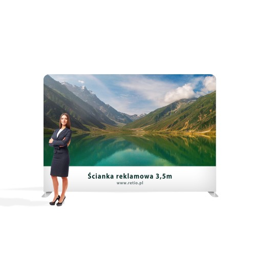 Ścianka Reklamowa Tekstylna Prosta 350 x 240 cm - ścianka wystawiennicza targowa prasowa