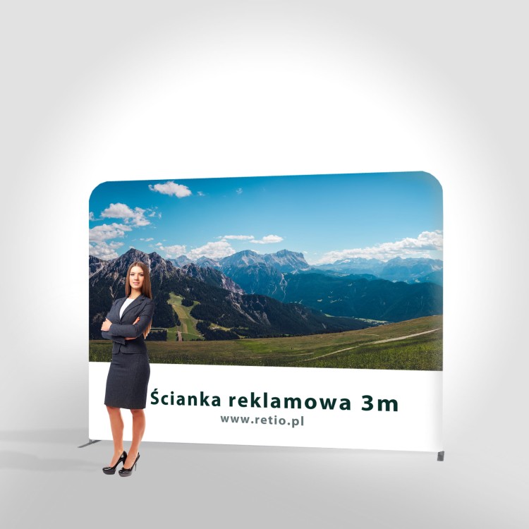Ścianka reklamowa Tekstylna Prosta 3m